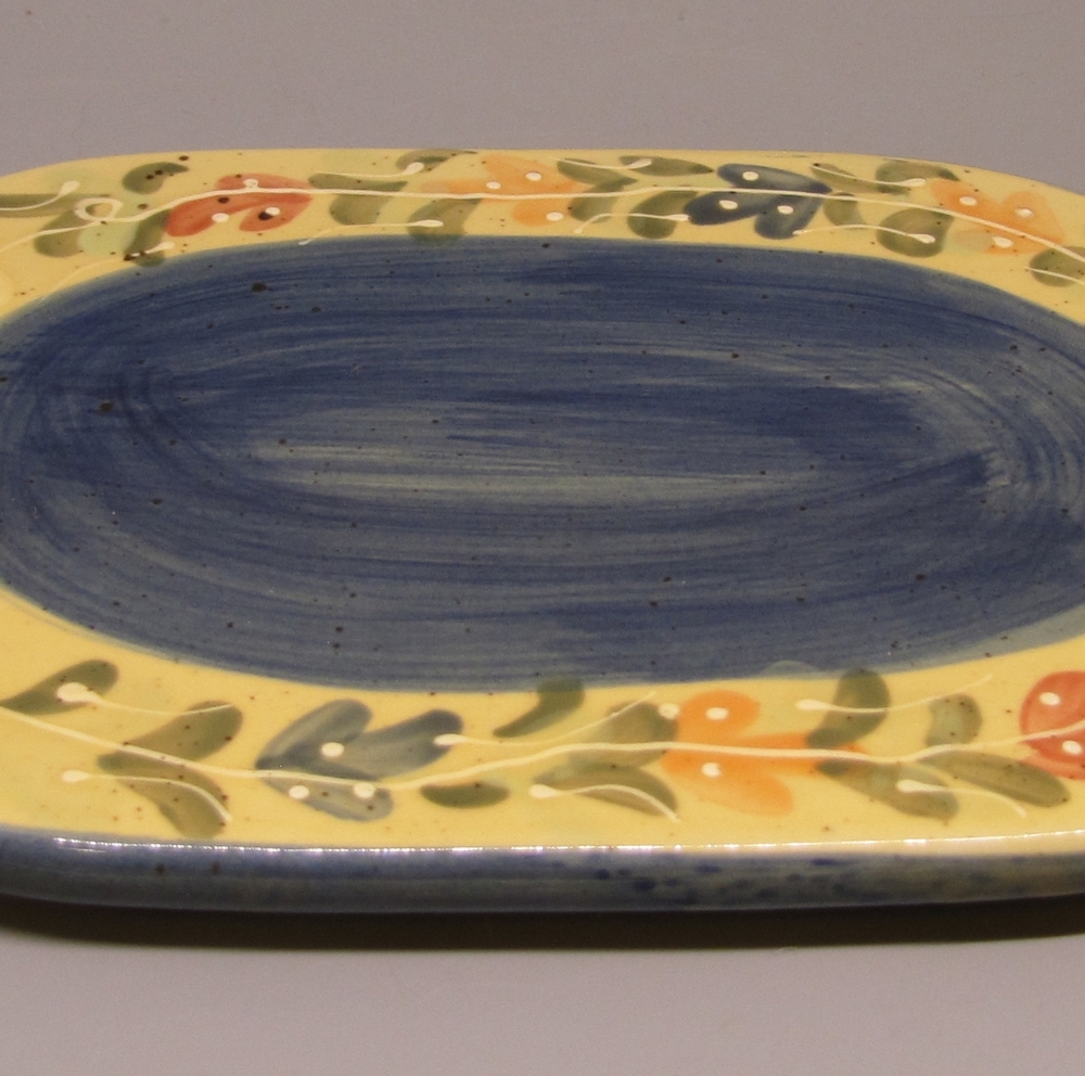Vtg Kitchen Stuff Plus Herb de Provence Triviet Blue With Yellow Flower Border